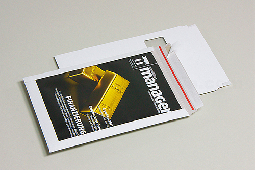 FIXCOLL DISPLAY Karton-Versandtaschen mit großem Werbefenster
